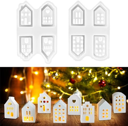 8 Stück Silikonformen Gießformen Ostern Häuser Mini Silikonform Haus Gips Zum Gießen Silikonform Ostern Gießformen Silikon Gießform Haus Silikonform Kerzenhalter Haus Mini Häuser Giessformen