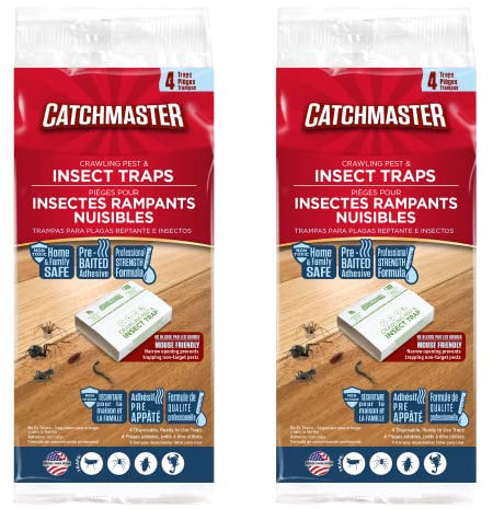 Catchmaster Universal Ungeziefer Falle zur Bedarfsermittlung & Monitoring 8X - für Silberfische, Schaben und Spinnen (2X 4er Packs)