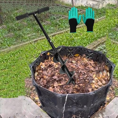 Herramienta de torneado de compost, herramienta de agitación de compost, herramienta de aireador de compost y herramienta de mezcla para contenedores de abono al aire libre