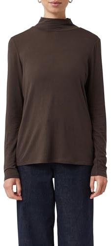Comma Damen Semitransparentes Shirt mit Stehkragen T-Shirt