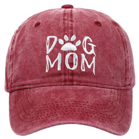 Baseballkappe Dog Mom Bestickt Gewaschen Verstellbar Für Damen Als Sonnenschutz Freizeitmode
