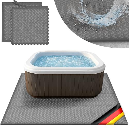 tillvex® Tapis de Sol carré 200 cm pour Spa | Tapis de Protection Thermique pour Jacuzzi et Piscine | sous-Couche Isolante | Plaque de Sol Antichoc (Gris)
