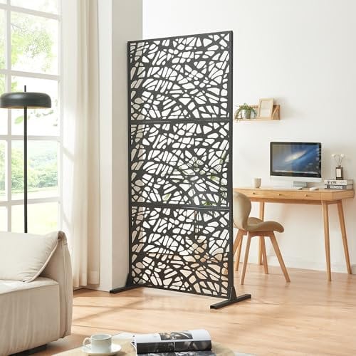 casa.pro Pannello Divisorio per Spazi Interni Schermatura Decorativa con Struttura Traforata Schermo Divisore in Acciaio 200 x 100 cm Nero