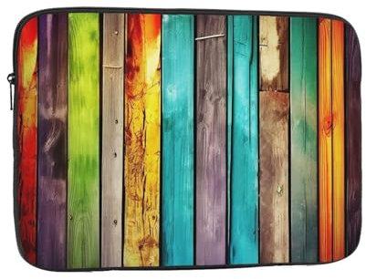 Laptop Case 10 inch Laptop Sleeve Shockproof Computer Sleeve Bag Colorful Wooden Boards Computer Case Carrying Cover