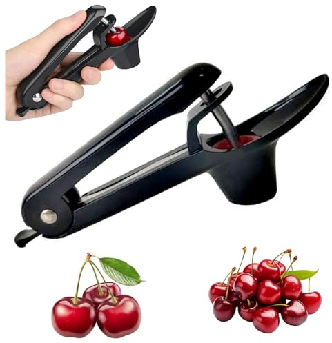 Snocciolatore Ciliegie,Manuale in Acciaio Inox Denocciolatore per Frutta con Bastone Resistente Maniglia Ergonomica e Supporti in Silicone Sicuro per Lavastoviglie Design Compatto