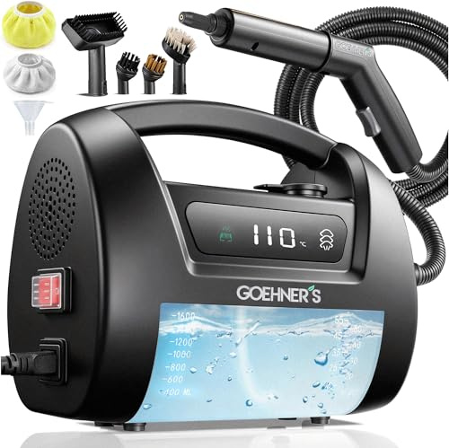 Steam Cleaner Handheld, 110℃/3.5Bar High Pressure Hand Held Steam Cleaner for Car, 30s Fast Heat Portable Steamer with Child Lock for Cleaning Grout Tile Kitchen Bathroom (Black)