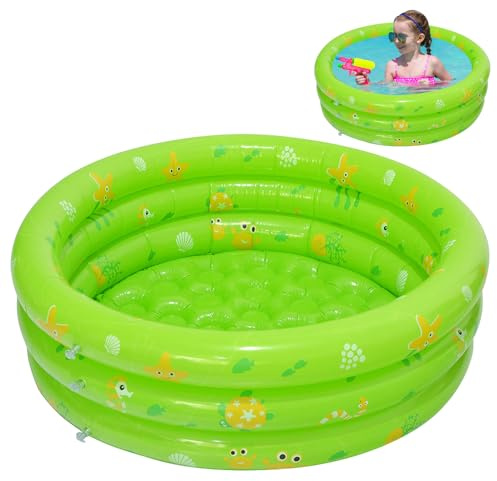 DAJASD Planschbecken für Kinder, 85×30cm Planschbecken Baby, 3-Ring Kinder Pool Planschbecke, Aufblasbares Planschbeckn, Kinde Planschbecke, Rund Schwimmbecken, Baby Pool für Innen und Außen(Grün)