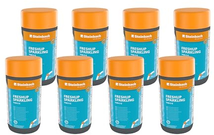 Steinbach Poolpflege FreshUp Sparkling Tabs 5 g - 0757001TV08-8X 1 kg - Schnelllösliche Chlortabletten für Pools bis 5 m³ - Gegen Algen, Pilze & Trübungen - Für Erstdosierung & Dauerdosierung