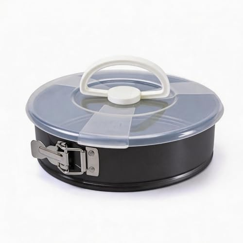 BOFITENG Springform 28 cm Rund mit Deckel Backform Antihaftbeschichtet Kuchenform Auslaufsicher Kuchenform Rund mit Transporthaube für Torten & Kuchentransport Kuchenbox Kuchenbehälter