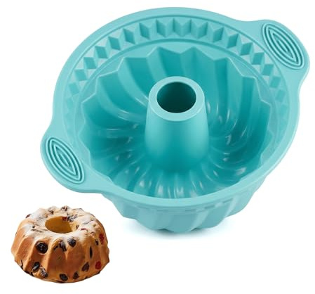 Antihaft Silikon Backform Gugelhupf, 27 cm Kuchenform Gugelhupfform Groß | Wiederverwendbare Backform, Antihaftende Kuchenform, BPA-Frei, SpüLmaschinenfest, für Backen,Schokolade, Desserts (Blau)
