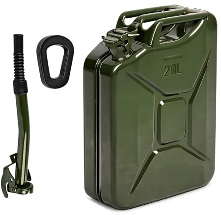 Crisalide® - Tanica Carburante in Acciaio 5L 10L 20L con Bocchettone Travaso, Omologata Trasporto Benzina e Gasolio, Antiruggine, Chiusura Ermetica, Tanica Benzina Metallo (20L)
