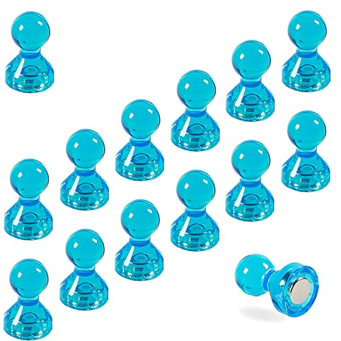 The Magnet Shop Magnetic Push Pins Small Neodymium Skittle Pin Magnets - Perfect for Maps, Whiteboards, Memos, Fridges, Home, School and Office (Blue, Small (14 Pins))