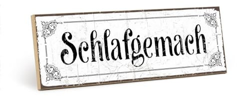 TypeStoff Holzschild mit Spruch – SCHLAFGEMACH – Grafik-Bild, Schild, Wandschild, Türschild, Holztafel, Holzbild als Geschenk und Dekoration - HS-00199