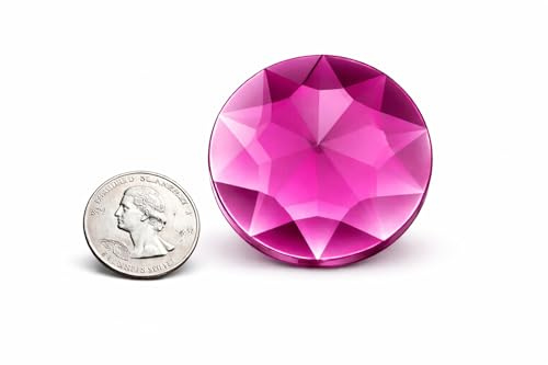Allstarco 50mm (2) Large Pink Fuchsia Round Flat Back Acrylic Gems, 4 PCS | Flat Back Rhinestones, lightweight design, vivid color and sparkle for costumes, cosplay, displays, cards and DIY crafts