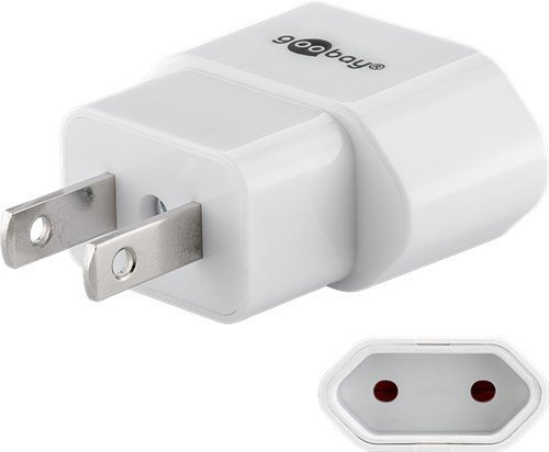 goobay Netzadapter; Netzadapter, Weiß - Eurobuchse (Typ C, CEE 7/16) > US/Japan-Stecker (Typ A, NEMA 1-15, 2-polig)
