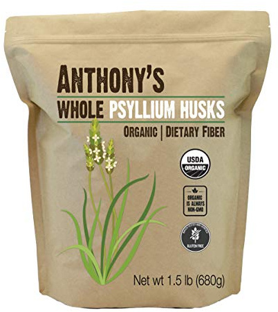 Anthony's Organic Whole Psyllium Husks, 1.5 lb, Dietary Fiber, Gluten Free, Non GMO, Keto Friendly