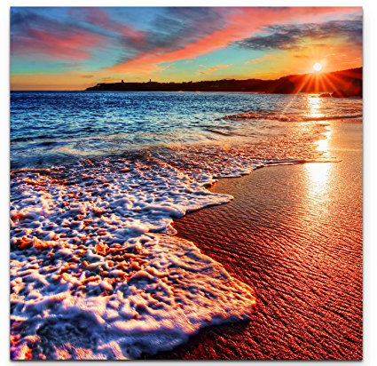 Paul Sinus Art Leinwandbilder | Bilder Leinwand 90x90cm Sonnenaufgang über vereisten Meer