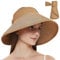 Maylisacc Strohhut Damen, Faltbar Strohhut UV Schutz 50 Sonnenhut Elegant Sommerhut Breite Krempe Visor Cap-Einstellbar, 55-59cm, Khaki