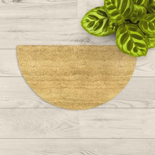 LA KO Kokosmatte halbrund 40 x 75 cm - handgefertigte Fußmatte aus nachhaltigen Kokosfasern schonend Gebleicht