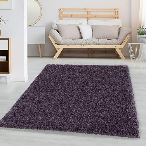 Carpetsale24 Shaggy Tappeto Salotto Moderno 120 x 170 cm Viola-2 - Tappeto per scendiletto Camera da Letto, Cucina y Soggiorno - Tappeto Fluffy y Morbido, Monocromatico, facile manutenzione