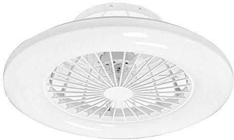 etc-shop LEISER LED Decken Ventilator FERNBEDIENUNG Sternen Effekt Leuchte DIMMBAR Wohn Zimmer Tages-Licht Timer Lampe 3 Stufen Lüfter