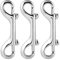 Nifocc Doppio moschettone in acciaio inox, gancio a scatto per guinzaglio, alpinismo, arrampicata, campeggio familiare, all'aperto, argento lucido, 90 mm, 3 pezzi