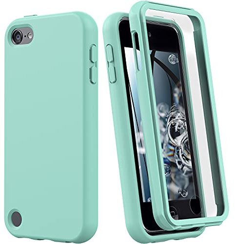 Schutzhülle für iPod Touch 7. / 6. / 5. Generation, stoßfest, Silikon, mit integriertem Displayschutz, Grün