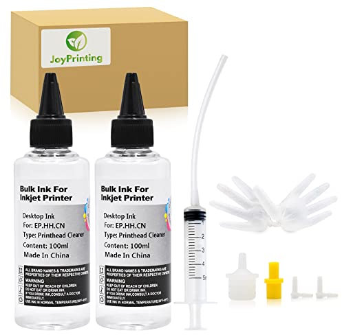 JoyPrinting 2X Printhead Cleaner Kit for Inkjet Printers, Printer Nozzle Cleaning Kit Compatible for Print Heads of PrintersEpson/HP/Canon/Brother/Lexmark/Kodak/Samsung 100ml 10ml Premium Syringe