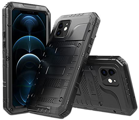 Cadorabo Hülle kompatibel mit Apple iPhone 12 Schutzhülle TPU Silikon Case Robus Design Anti Rutsch Slim Kratzfest Stabiles Hardcase mit Rundumschutz Case Hülle für iPhone 12 in Schwarz
