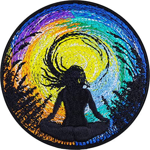 YOGA Aufnäher Mantra Lotus Patch zum annähen/aufbügeln | international Yoga day Geschenk - Heilungsenergie Bügelbilder Namaste Chakra Aufkleber für alle Stoffe | 80x80mm