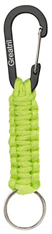 Schlüsselanhänger Karabiner Grün - GREATRIL Personalisiert Paracord Schlüsselband Karabinerhaken Clips für Draussen Jungen/Mädchen/Männer/Frauen