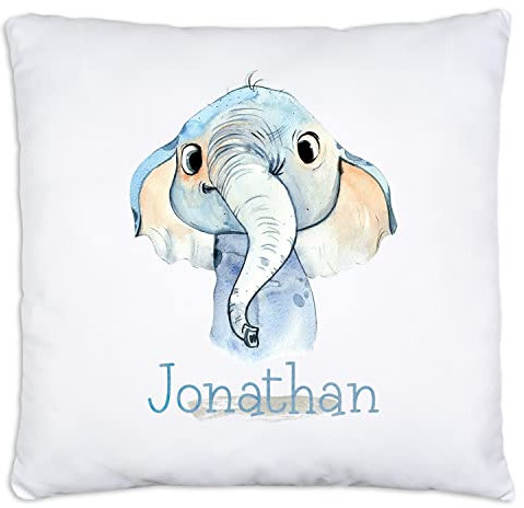 timalo® Personalisiertes Kissen mit Namen | personalisiertes Dekokissen mit Wunschname für Kinder individuelles Geschenk Namenskissen Elefant | Kissen-t-3