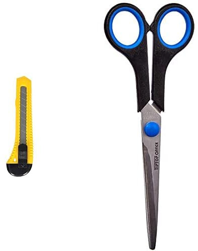 TIPTOP OFFICE Cuttermesser Standard, 18 mm, Gelb & TTO 404805 Scheren Schwarz