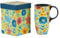 DUSVALLY Ceramic Mug Large Coffee Mug Tall Cups Porcelain Latte Tea Cup with Lid and Gift Box 17oz,Green
