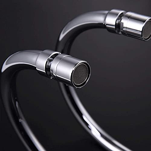 Wasserhähne,Küchenarmaturen, Hebel-Waschtischarmaturen, Waschbecken-Mischbatterie, verchromter Kupferkörper, Doppelrohr, Doppelkopf, einzelner kalter Ein-in-zwei-Aus-Wasserhahn/360 ° drehbarer