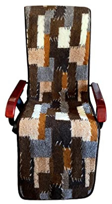 Alpenwolle Sesselschoner Anti-Rutsch 100% Wolle, 50 x 200 cm - Braun Muster(Patchworkoptik)