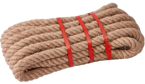 XINSHUNCAN Cuerda de yute de 14 mm, cuerda de cáñamo grueso natural de 4 hebras de 10 m para manualidades, poste rascador de gatos, agrupación de jardín, decoración