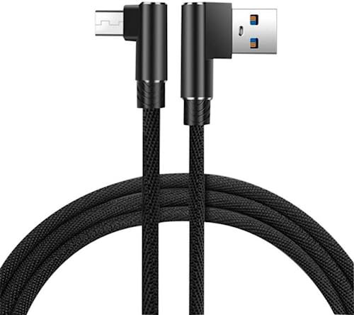 YSJJZRL Micro USB Cable USB to Micro USB Charger Cable 90° Right Angle Nylon Braided Micro USB Charging Cable (3M,Black)
