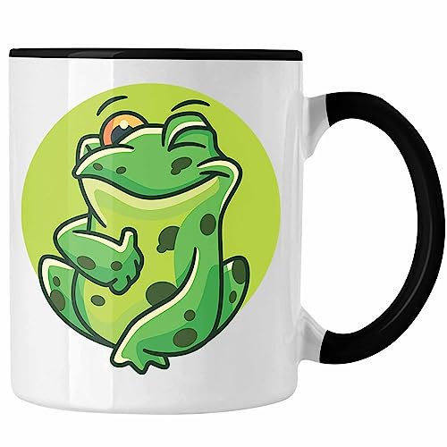 Trendation Regalo grafico della tazza della rana verde divertente (Nero/Schwarz)