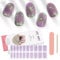 Kalolary 20PCS Luminous Glitter Gel Polish Strips, Glow in the Dark Adhesive Full Wrap Art Sticker, Waterproof Nail Wrap Stickers With File and Stick (Purple)