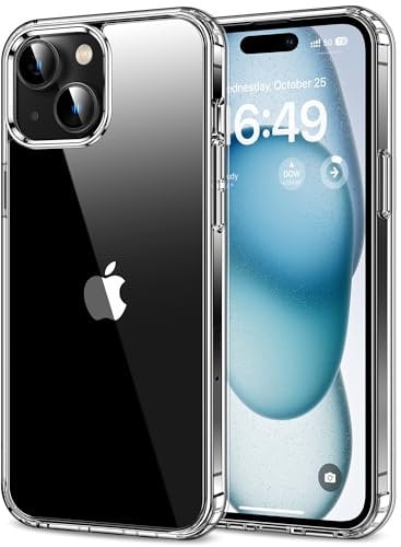HOOMIL Crystal Clear Hülle für iPhone 15 Plus, [Anti Gelb] [Militärisch Stoßfest] Handyhülle Durchsichtig Hart Rückseite Schutzhülle - Transparent