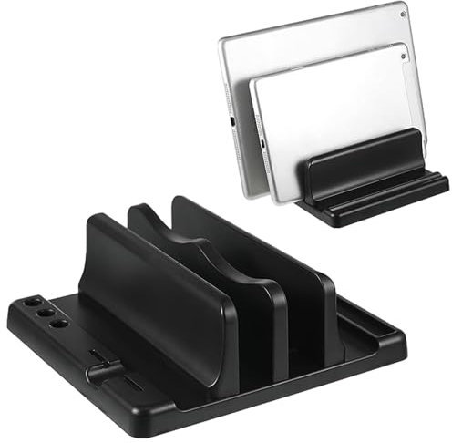 MEMOFYND 1 supporto verticale singolo per computer portatile, regolabile, 1 slot, supporto verticale per laptop, supporto portatile, supporto da scrivania, nero
