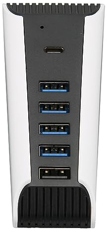 Hub USB para PS5, Hub de Expansión USB de Alta Velocidad 5 en 1, 1 Puerto de Carga USB, 4 Puertos USB 2.0, 1 Puerto USB C, No Requiere Controlador Adicional, Plug and Play