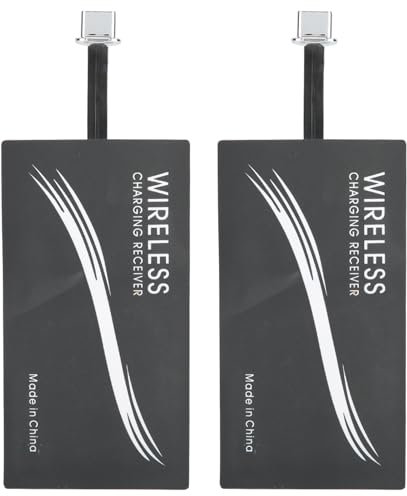 Type C Wireless Charging Receiver, 2PCS Ultra Thin Magic Tag Wireless Charging Receiver Chip Universal Type‑C Qi Wireless Charger Adapter for All USB C port Mobile Phone