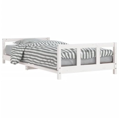 vidaXL Kinderbett, Kinder Bettgestell mit robusten Latten, Hausbett für Kleinkinder ab 4 Jahren, Einzelbett Kinder Jugendbett Holzbett, Weiß 90x200 cm Massivholz Kiefer
