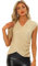 Allegra K Damen Pailletten Oberteile Funkelnde Glitzer-V-Ausschnitt Flügelärmel Party Top Champagner Gold M