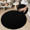 TAPISO Cuddle Teppich Rund Hochflor Schwarz Langflor Shaggy Einfarbig rutschfest Weich Waschbar Wohnzimmer Schlafzimmer Kinderzimmer ÖKOTEX 200 x 200 cm
