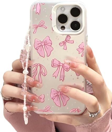 YeGang Bow iPhone Hülle - Süße Rosa Schleife Schleifenknoten Kameraobjektiv Schutz Stoßfeste Abdeckung Handyhülle Für iPhone 11/12/13/14/15 Pro Max (iPhone 12Promax,#2)