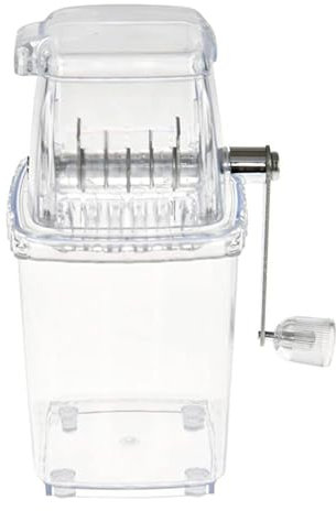 ohfruit Ice Crusher Manual Rotary Handle Multifunctional Slushy Maker Stainless Steel Blades Shaved Ice Machine with Tray Ice Grinder Ice Cube Drinks Chopper Stirrer Transparent