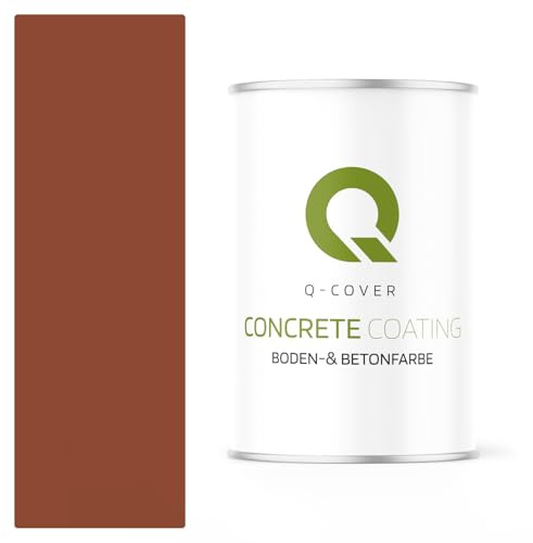 Q-COVER Bodenfarbe Betonfarbe Ziegelrot 0,9L Garagenboden Bodenbeschichtung für Innen Kellerfarbe Fußbodenfarbe